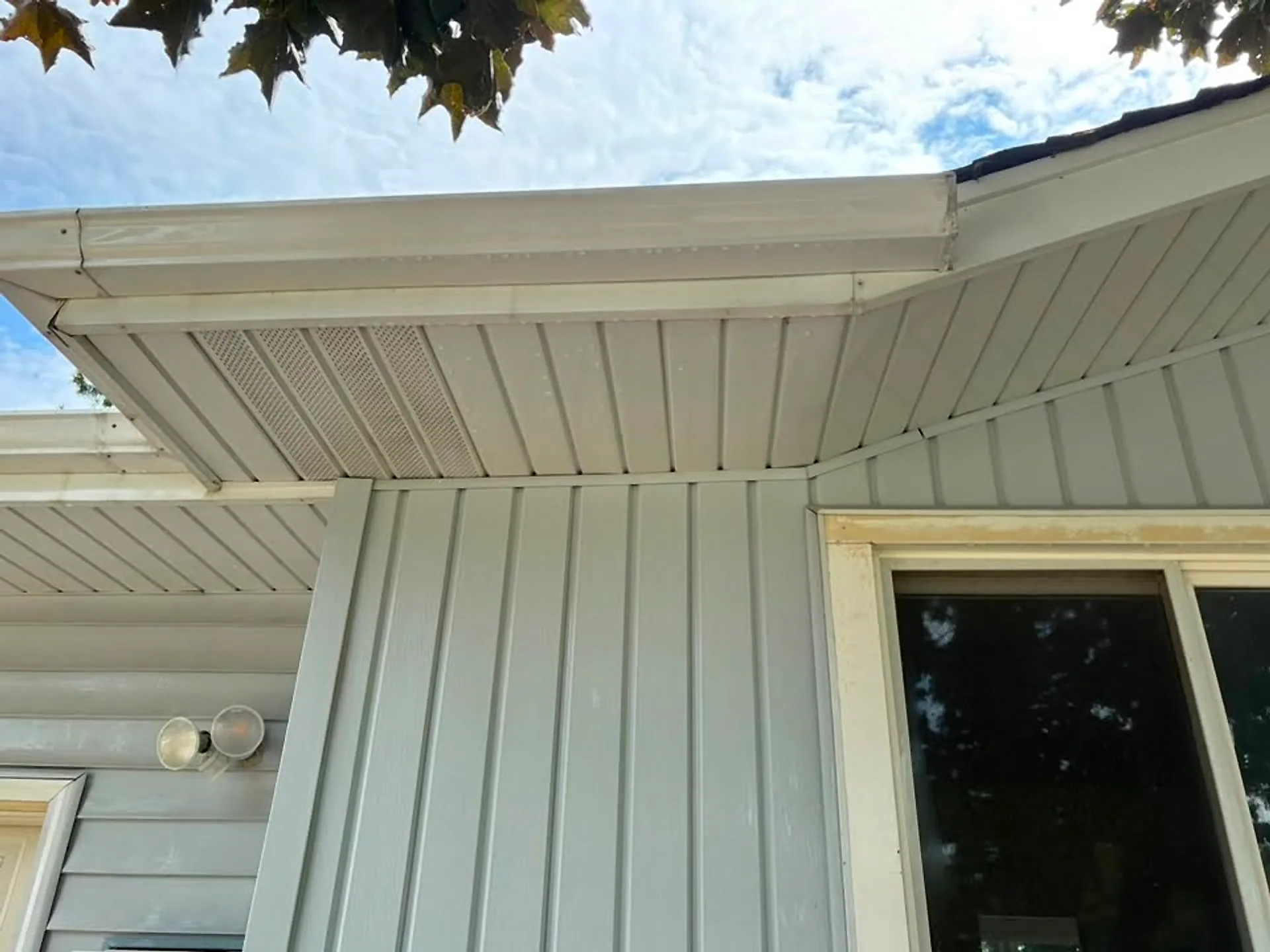 House siding and soffit after a soft wash